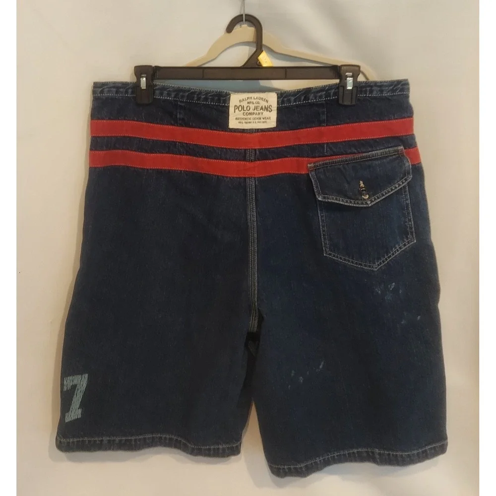 Polo Jeans Ralph Lauren Mens Vintage Y2K Baggy Denim Board Shorts Jorts Size XL